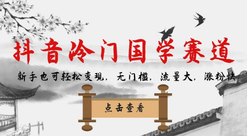 抖音冷门国学赛道，新手也可轻松变现，无门槛，流量大，涨粉快-网创先锋