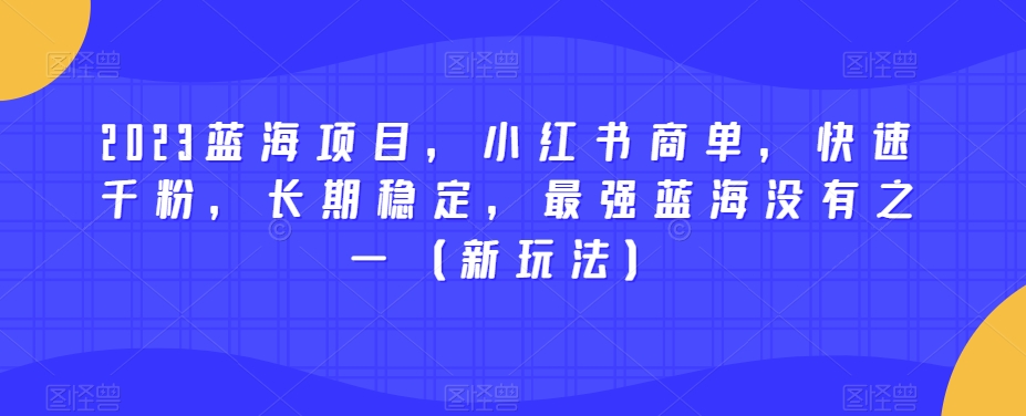 2023蓝海项目，小红书商单，快速千粉，长期稳定，最强蓝海没有之一（新玩法）-网创先锋
