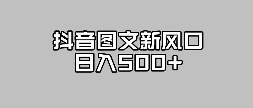 抖音图文最新风口，流量扶持非常高，日入500+【揭秘】-网创先锋