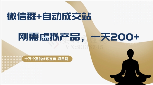 十万个富翁修炼宝典之8.微信群+自动成交站，刚需虚拟产品，一天200+-网创先锋
