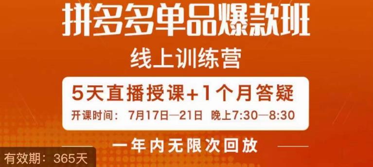 钟辰·拼多多单品爆款班，一个拼多多超级爆款养一个团队-网创先锋