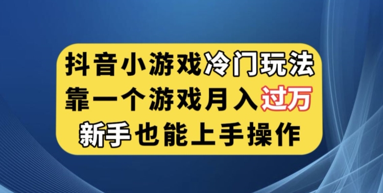 抖音小游戏冷门玩法，靠一个游戏月入过万，新手也能轻松上手【揭秘】-网创先锋