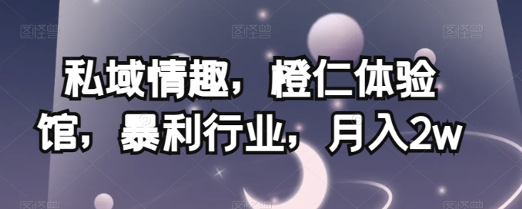 私域情趣，橙仁体验馆，暴利行业，月入2w【揭秘】-网创先锋