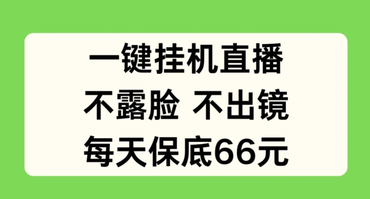 一键挂JI直播，不露脸不出境，每天保底66元【揭秘】-网创先锋