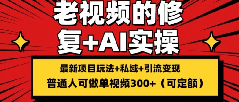 修复老视频的玩法，搬砖+引流的变现(可持久)，单条收益300+【揭秘】-网创先锋