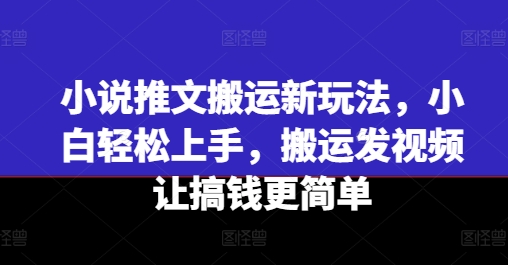 小说推文搬运新玩法，小白轻松上手，搬运发视频让搞钱更简单-网创先锋