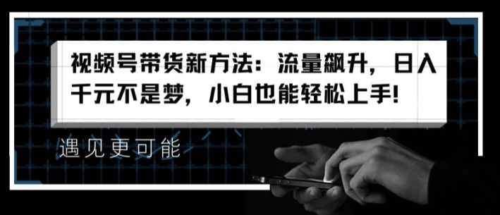 视频号带货新方法：流量飙升，日入千元不是梦，小白也能轻松上手【揭秘】-网创先锋