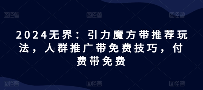 2024无界：引力魔方带推荐玩法，人群推广带免费技巧，付费带免费-网创先锋