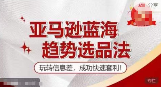 【训练营】亚马逊蓝海趋势选品法，玩转信息差，成功快速套利-网创先锋