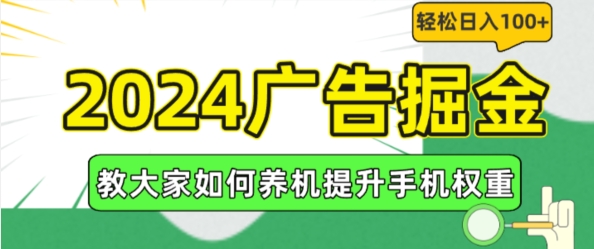 2024广告掘金，教大家如何养机提升手机权重，轻松日入100+【揭秘】-网创先锋