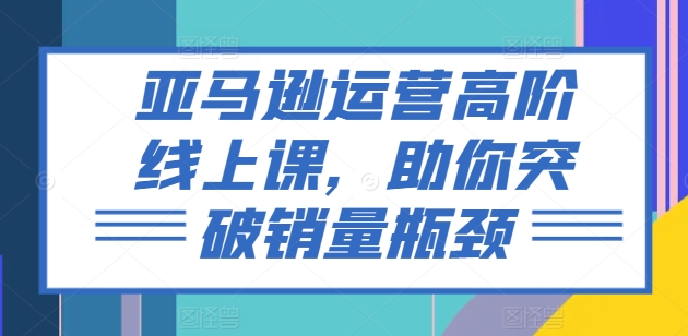 亚马逊运营高阶线上课，助你突破销量瓶颈-网创先锋