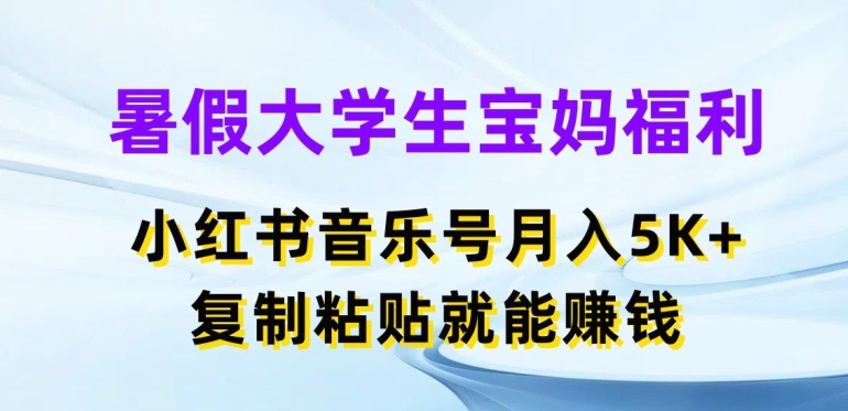 暑假大学生宝妈福利，小红书音乐号月入5000+，复制粘贴就能赚钱【揭秘】-网创先锋