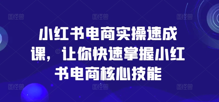 小红书电商实操速成课，让你快速掌握小红书电商核心技能-网创先锋