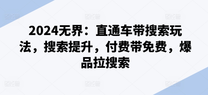 2024无界：直通车带搜索玩法，搜索提升，付费带免费，爆品拉搜索-网创先锋