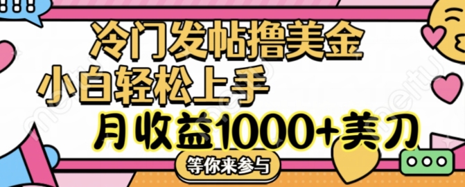 冷门发帖撸美金项目，月收益1000+美金，简单无脑，干就完了【揭秘】-网创先锋