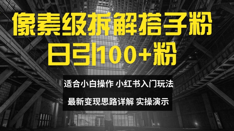 像素级拆解搭子粉，日引100+，小白看完可上手，最新变现思路详解【揭秘】-网创先锋