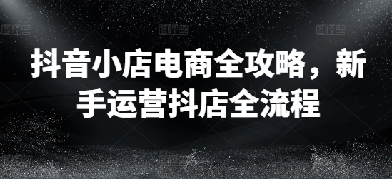 抖音小店电商全攻略，新手运营抖店全流程-网创先锋