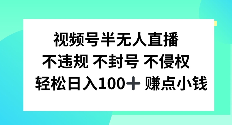 视频号半无人直播，不违规不封号，轻松日入100+【揭秘】-网创先锋