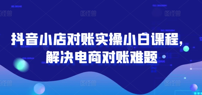 抖音小店对账实操小白课程，解决电商对账难题-网创先锋