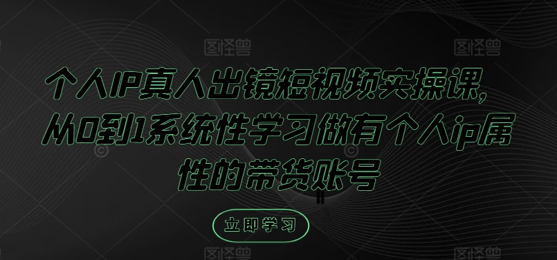 个人IP真人出镜短视频实操课，从0到1系统性学习做有个人ip属性的带货账号-网创先锋