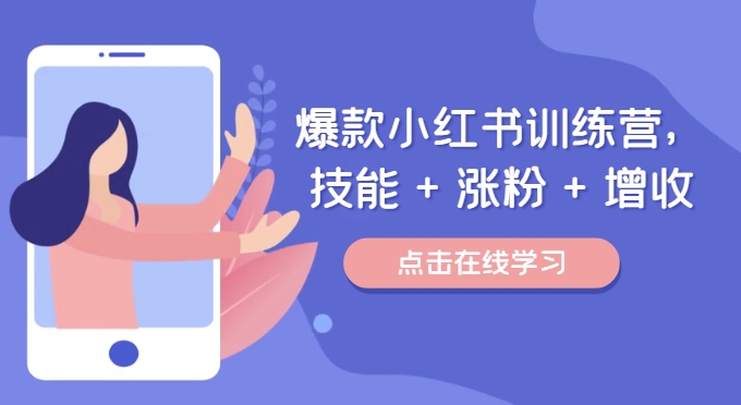 爆款小红书训练营，技能 + 涨粉 + 增收，用好小红书，做你喜欢又擅长的事，涨粉又赚钱-网创先锋