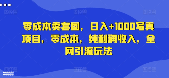 零成本卖套图，日入+1000写真项目，零成本，纯利润收入，全网引流玩法-网创先锋