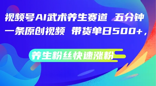 视频号AI武术养生赛道，五分钟一条原创视频，带货单日几张，养生粉丝快速涨粉【揭秘】-网创先锋