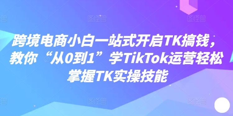 跨境电商小白一站式开启TK搞钱，教你“从0到1”学TikTok运营轻松掌握TK实操技能-网创先锋