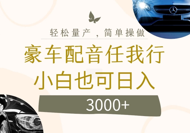 不为人知的暴力小项目，豪车配音，日入几张【揭秘】-网创先锋