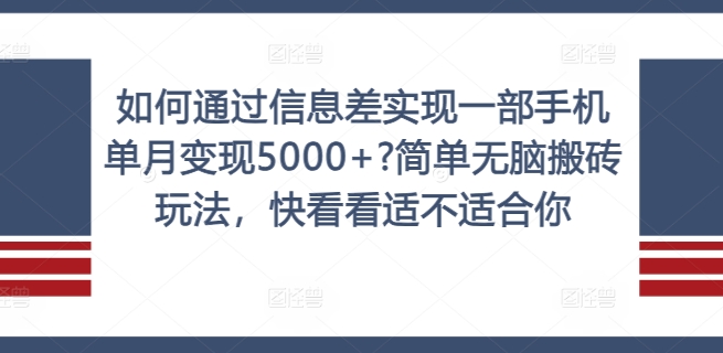 如何通过信息差实现一部手机单月变现5000+?简单无脑搬砖玩法，快看看适不适合你【揭秘】-网创先锋