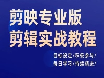 剪映专业版剪辑实战教程，目标设定/积极参与/每日学习/持续精进-网创先锋