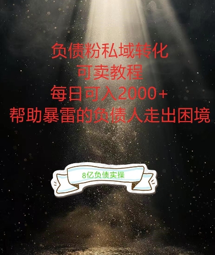 负债粉掘金计划，帮助负债者解决问题，债务规划，债务重组，最好的变现方式【揭秘】-网创先锋