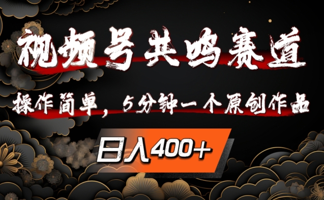 视频号共鸣赛道，操作简单，5分钟1个原创作品，日入几张【揭秘】-网创先锋