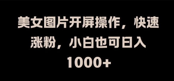美女图片开屏操作，快速涨粉，小白也可日入1k【揭秘】-网创先锋