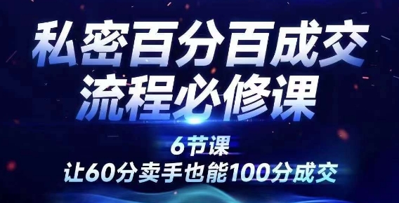 私密百分百成交流程线上训练营，绝对成交，让60分卖手也能100分成交-网创先锋