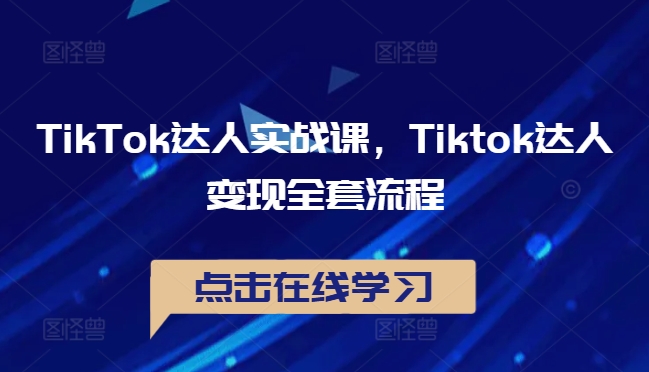 TikTok达人实战课，Tiktok达人变现全套流程-网创先锋