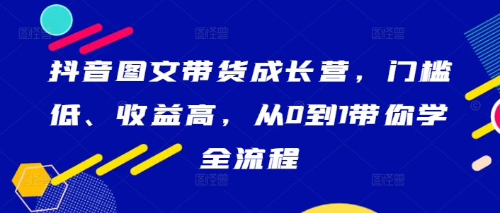 抖音图文带货成长营，门槛低、收益高，从0到1带你学全流程-网创先锋