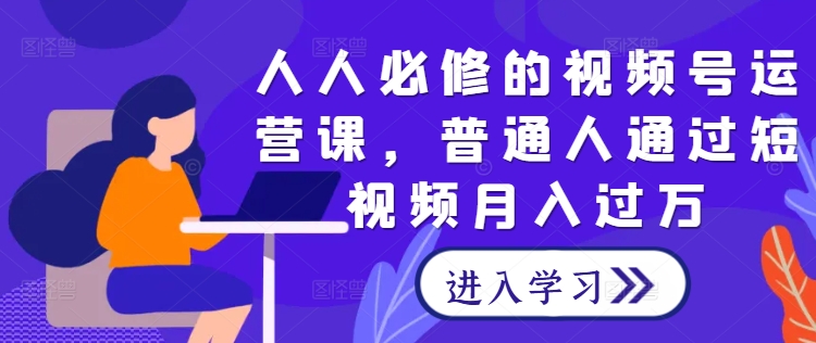 人人必修的视频号运营课，普通人通过短视频月入过万-网创先锋