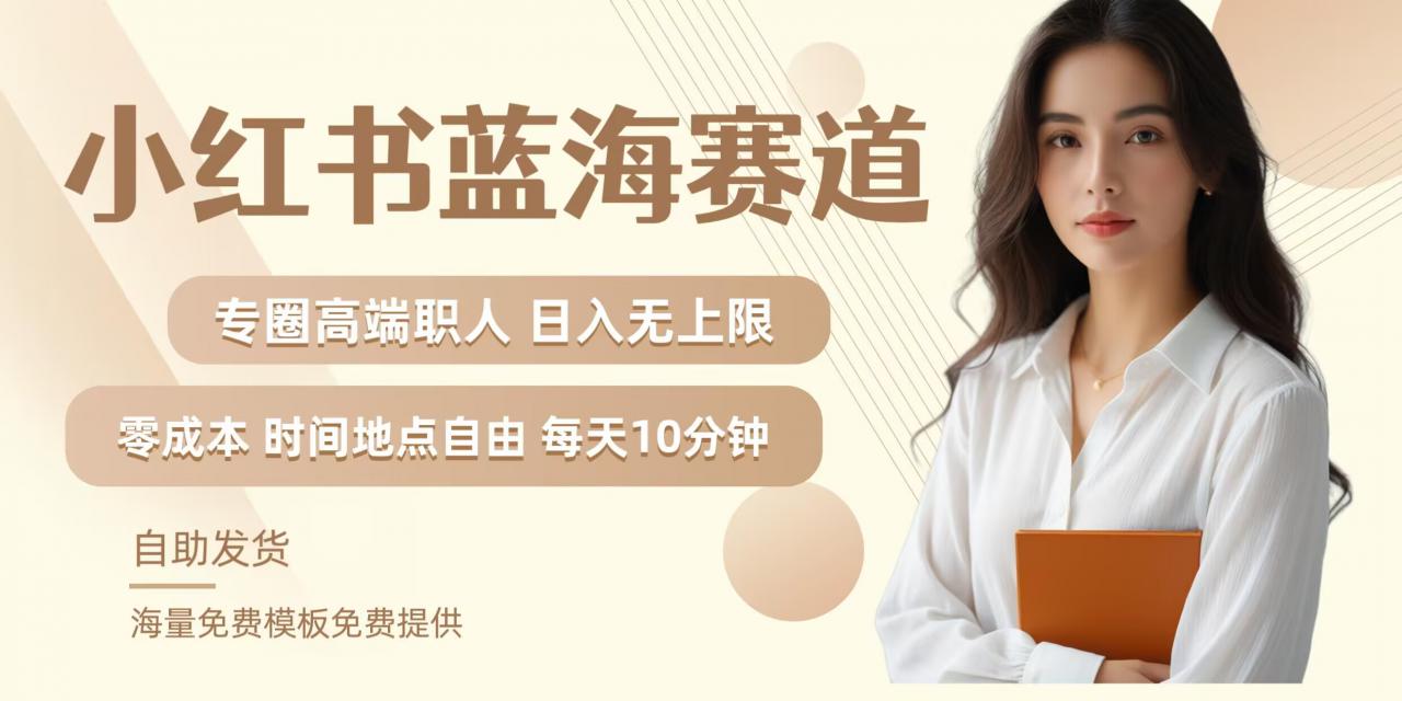 小红书蓝海赛道，圈中高端职场人，月入无上限，可矩阵，内含私域实操教程!-网创先锋