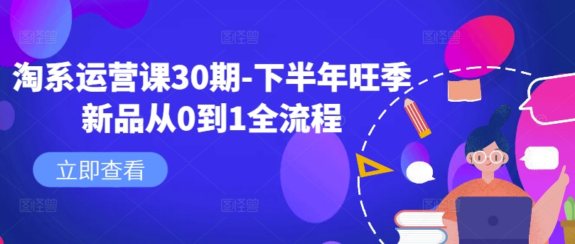 淘系运营课30期-下半年旺季新品从0到1全流程-网创先锋