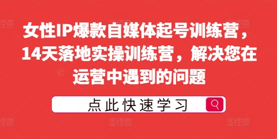女性IP爆款自媒体起号训练营，14天落地实操训练营，解决您在运营中遇到的问题-网创先锋