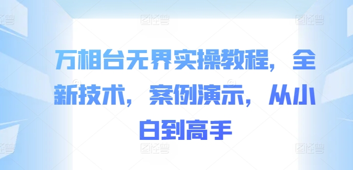 万相台无界实操教程，全新技术，案例演示，从小白到高手-网创先锋