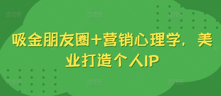 吸金朋友圈+营销心理学，美业打造个人IP-网创先锋