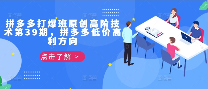 拼多多打爆班原创高阶技术第39期，拼多多低价高利方向-网创先锋
