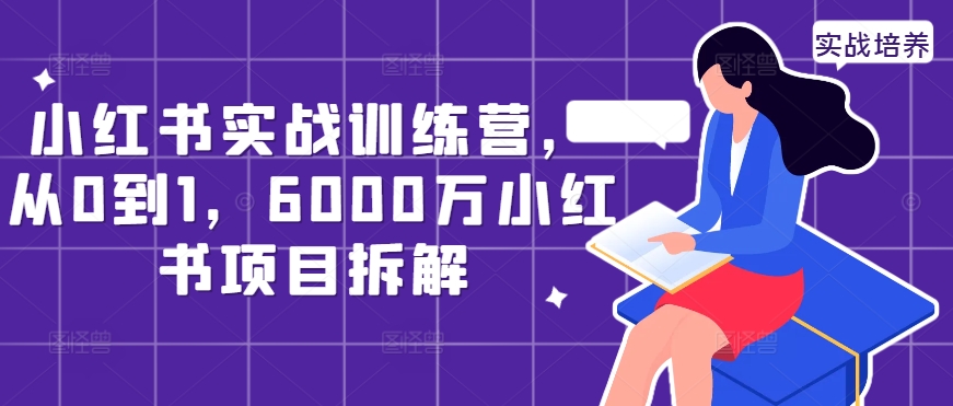 小红书实战训练营，从0到1，6000万小红书项目拆解-网创先锋