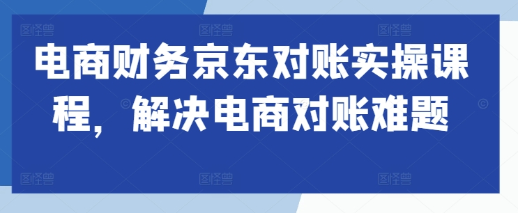 电商财务京东对账实操课程，解决电商对账难题-网创先锋