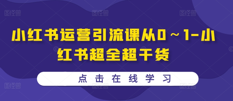 小红书运营引流课从0～1-小红书超全超干货-网创先锋