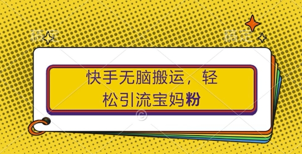 快手无脑搬运，轻松引流宝妈粉，纯小白轻松上手【揭秘】-网创先锋