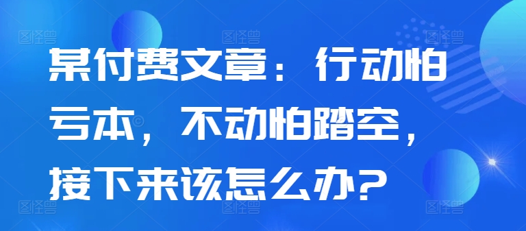 某付费文章：行动怕亏本，不动怕踏空，接下来该怎么办?-网创先锋