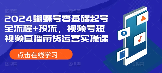 2024蝴蝶号零基础起号全流程+投流，视频号短视频直播带货运营实操课-网创先锋
